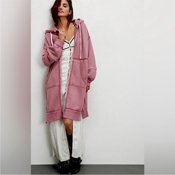 Free People We The Free Long Line Cardi Hoodie Jacket Top Oversized M NWD 283955 - Picture 1 of 10